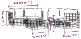 vidaXL 5 részes antracitszürke polyrattan kerti ülőgarnitúra párnákkal