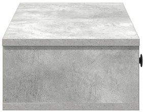 betonszürke szerelt fa falipolc fiókokkal 100 x 37,5 x 19 cm