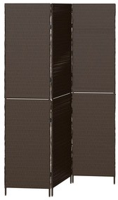 Szobai Elválasztó 3 Paneles Összecsukható Barna 146x180 cm Poly Rattan