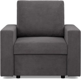 Zeus fotel, egyenes kartámasz, kordbársony, hab töltet, szürke