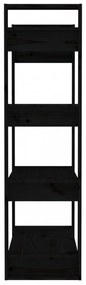 fekete tömör fenyőfa könyvszekrény/térelválasztó 80x35x125 cm
