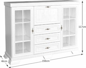 Vitrines szekrény bárszekrénnyel, sosna andersen, KORA KK6 NEW