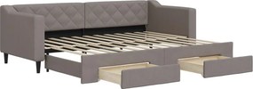 vidaXL tópszínű kihúzható bársonyheverő fiókokkal 80 x 200 cm