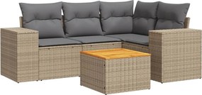vidaXL 5 részes bézs polyrattan kerti ülőgarnitúra párnákkal