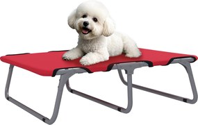 PawHut Összecsukható Kis Kutyaágy Beltéri és Kültéri Használatra, Acél és Oxford Szövet, 71x58x20 cm, Piros | Aosom