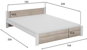 AKCIÓ IKAROS Ágy 160 x 200 cm, fehér/sonoma tölgy II. osztály Ágyrács: Ágyrács nélkül, Matrac: Matrac nélkül