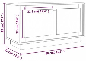 barna tölgyszínű szerelt fa TV-szekrény 80x35x45 cm