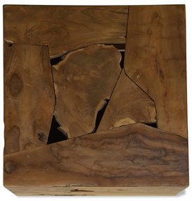 barna, valódi tíkfa dohányzóasztal 50 x 50 x 35 cm