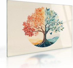 Üveg kép – Duális fa pillangóval (70x50 cm)