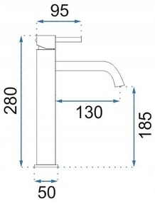 REA-B4526 - LUNGO 28 cm-es mosdócsaptelep, szálcsiszolt arany