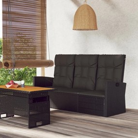 vidaXL fekete polyrattan dönthető kerti pad párnával 173 cm