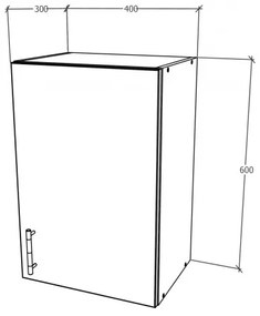 Benita 1 ajtós Felső konyhaszekrény Antracit-Fehér 40x30x60 cm