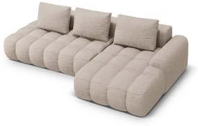 Világosbarna kinyitható-tárolóhelyes sarokkanapé (jobb oldali-heverő résszel) Linz – Cosmopolitan Design