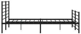 fekete fém ágykeret fej- és lábtámlával 200 x 200 cm