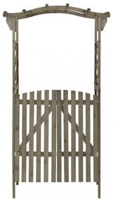szürke tömör fenyőfa pergola kapuval 116 x 40 x 204 cm