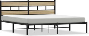 vidaXL sonoma tölgy színű fém ágykeret matrac nélkül 193 x 203 cm