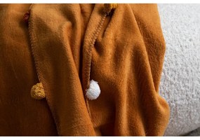 Mustársárga fleece ágytakaró 200x220 cm Pom Pom – Mijolnir