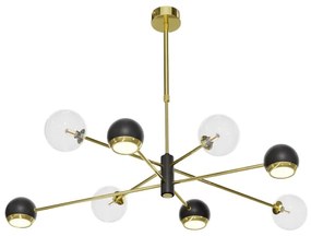 Jupiter 1973 - Csillár rúdon MOKA 4xGU10/10W/230V + 4xG9/10W/230V arany/fekete/átlátszó