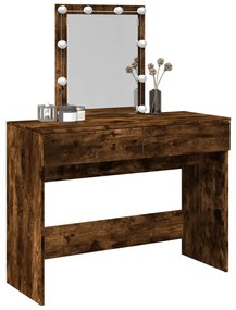 füstös tölgy színű fésülködőasztal LED-del 100 x 40 x 130 cm
