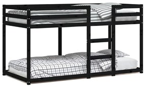 fekete tömör fenyőfa emeletes ágy 90 x 200 cm