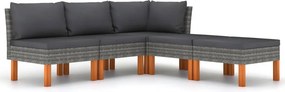vidaXL 5 részes szürke polyrattan kerti ülőgarnitúra párnákkal