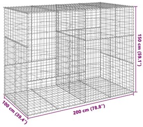 horganyzott vas gabion kosár fedéllel 200 x 100 x 150 cm