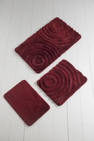 Wave piros 3 darabos fürdőszobaszőnyeg szett
