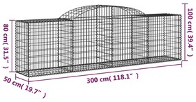 13 db íves horganyzott vas gabion kosár 300x50x80/100 cm