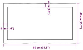 sötétbarna kezelt tömör asztallap 80x40x(2-4) cm