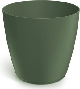 Műanyag kaspó sötétzöld 19,8x18,2 cm fedő sima virágokkal