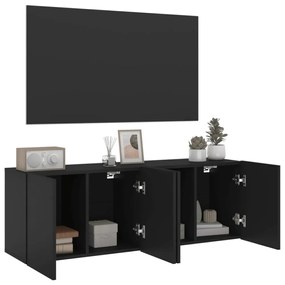 2 db fekete falra szerelhető TV-szekrény 60 x 30 x 41 cm