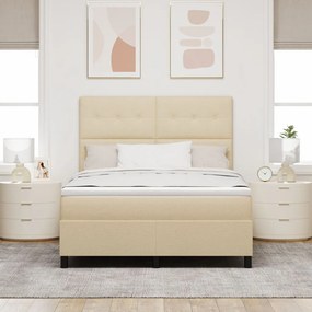 Box Spring Ágy Matraccal Krém 140x200 cm Szövet