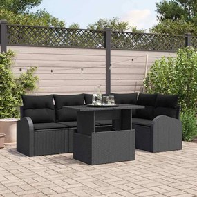 Kerti Kanapé Szett párnával 6 pcs Fekete 100 x 55 x 73 cm
