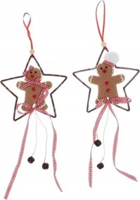 708095 Karácsonyi Medál Süti Emberke Csillag 14CM