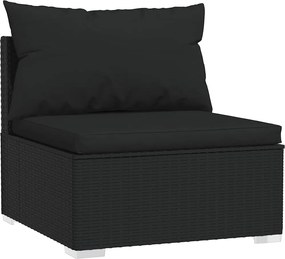 4 részes fekete polyrattan kerti ülőgarnitúra párnákkal