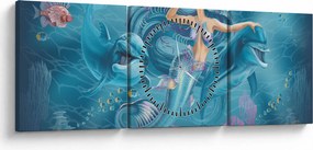Kép - Sellő delfinekkel (órával) (90x30 cm)
