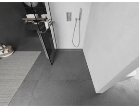 Mexen Kioto+ L, Walk-In zuhanyparaván polccal és akasztóval 80 x 200 cm, 8 mm átlátszó üveg fekete mintás, króm profil, 800-080-123-01-77