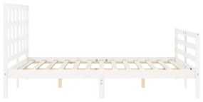 vidaXL fehér tömör fa ágykeret fejtámlával 160 x 200 cm