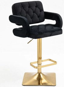 HR8403KW Fekete modern velúr szék arany lábbal