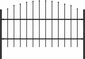 vidaXL fekete acél kerti kerítés lándzsás tetejű 170 x 100 cm