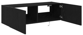 TV Falióra LED világítással Fekete Tölgy 100x35x31 cm