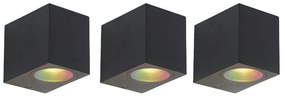 3 darabos okos fali lámpa szett fekete GU10 50mm IP44 - Baleno