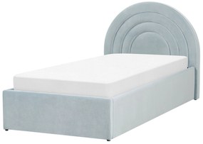 Világoskék bársony ágyneműtartós ágy 90 x 200 cm ANET Beliani
