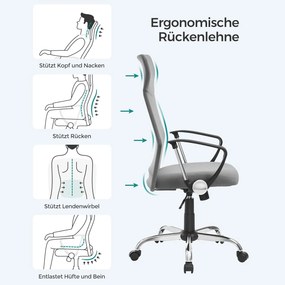 Irodai szék, ergonomikus szék párnázott üléssel, szürke