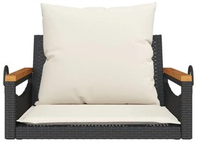 fekete polyrattan hintapad párnákkal 63 x 62 x 40 cm