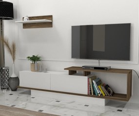 TV szekrény Asos - Fehér, Diós