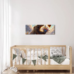 Kép - Medve és méhek (órával) (90x30 cm)