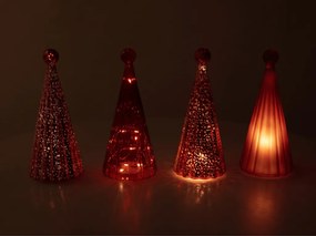 Üveges világító TWINKLE karácsonyfa LED világítással 22 cm, vörös árnyalatok.