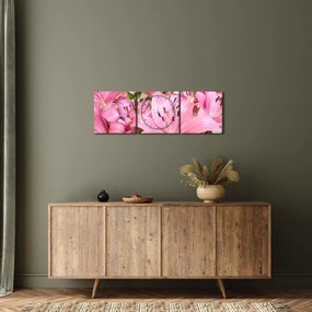 Kép - Rózsaszín liliomok (órával) (90x30 cm)