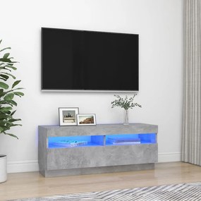 Betonszürke TV-szekrény LED-lámpákkal 100 x 35 x 40 cm